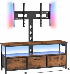 TV Stand with Mount and Power Outlet, Swivel TV Stands Mount with LED Lights for 32/45/55/60/65 inch TVs, Entertainment Center with Storage/Drawers, Media Console for Living Room, Bedroom