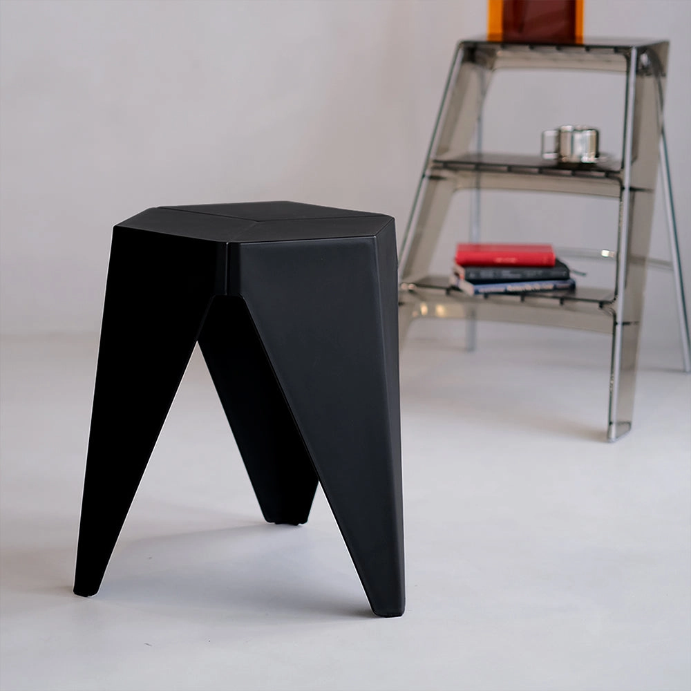 Two Bar Stools Puzzle Plastic Foot Stool Black