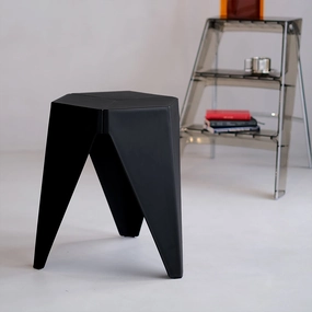 Two Bar Stools Puzzle Plastic Foot Stool Black