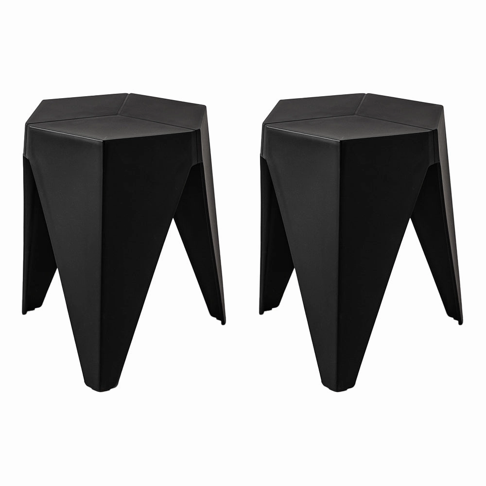 Two Bar Stools Puzzle Plastic Foot Stool Black