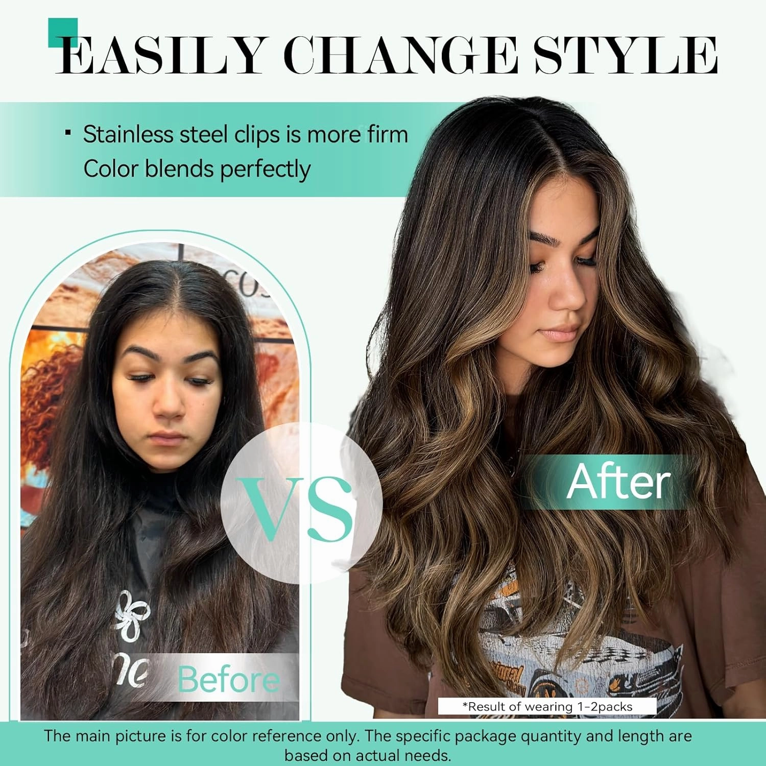 UKira Balayage Hair Extensions Real Human Hair, 12 Inch 100g 7pcs Natural Black to Chestnut Brown Ombre Clip in Hair Extensions, Natural Straight Remy Human Hair Clip in Extensions for Women