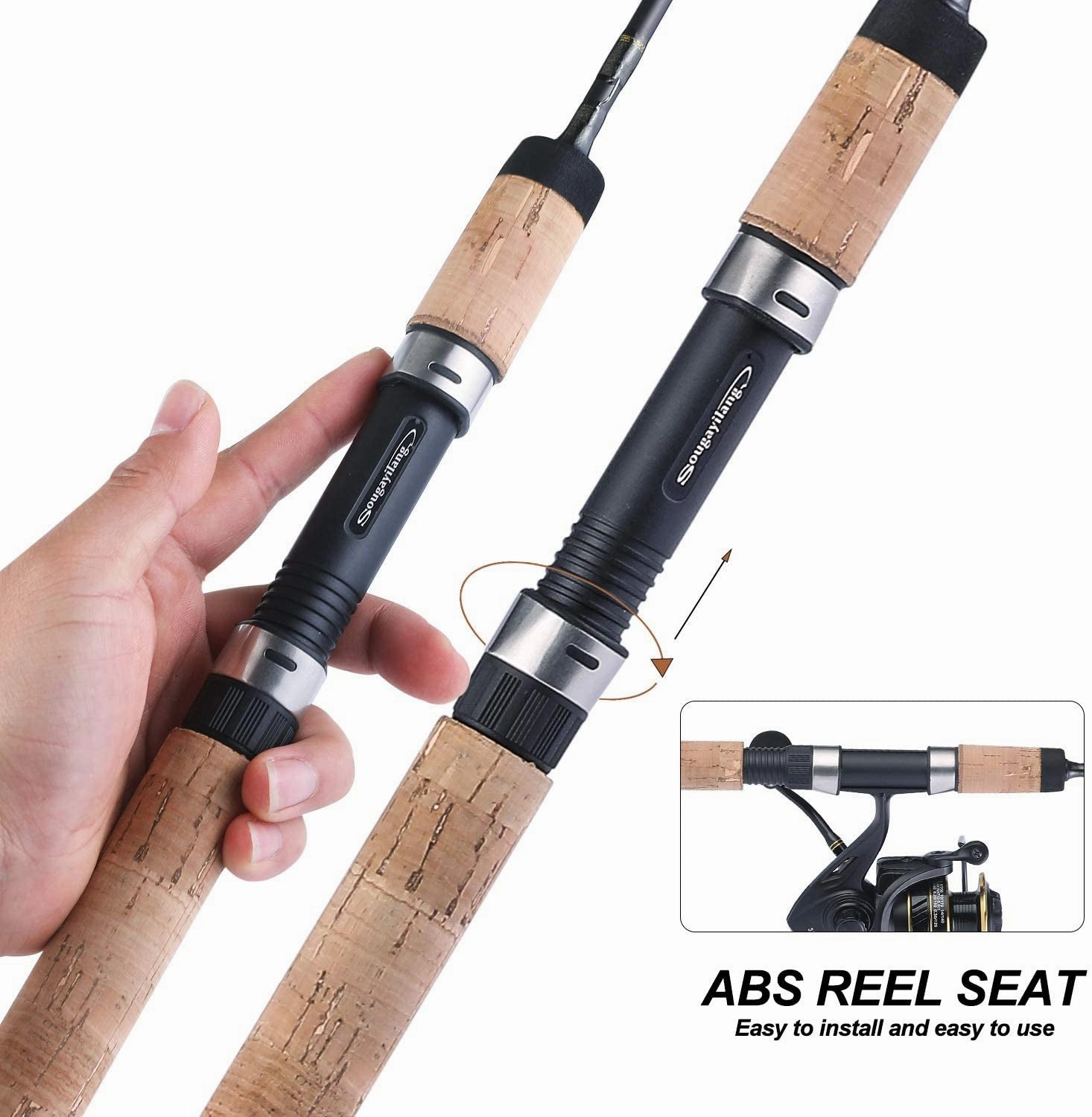 Ultra-Lightweight Two-Piece Graphite Trout Fishing Rod with Cork Handle for Crappie Spinning