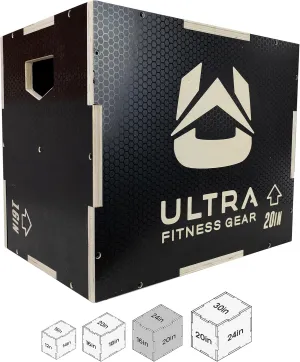 Ultrafitness 3-in-1 Wooden Plyo Box, Non-Slip Plyometric Jump Box for Home Gym & Outdoor Workouts, Ideal for Box Jumps, Squats, Strength & Conditioning, Home Gym Exercise Equipment (S, M, L, XL)