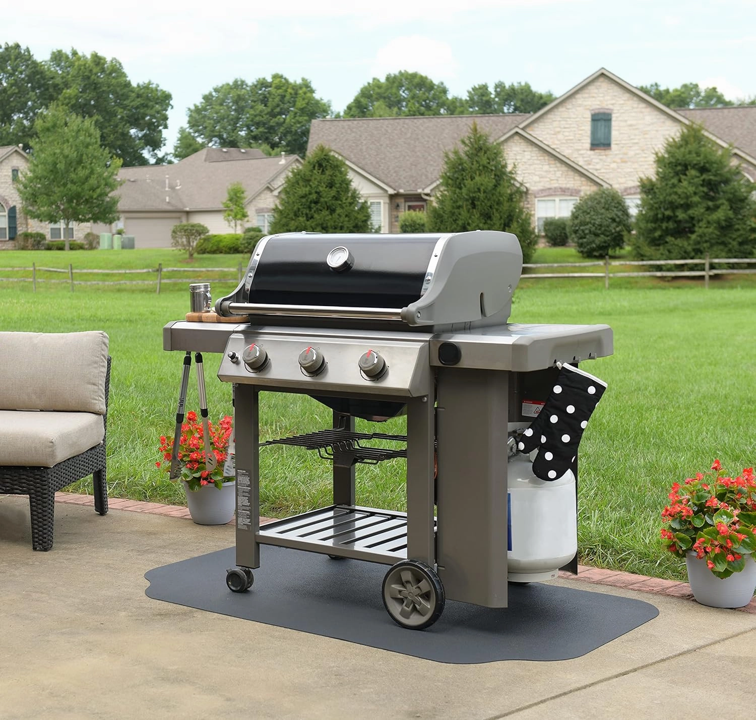 Under the Grill Protective Deck and Patio Mat, 36 x 56 inches,Black