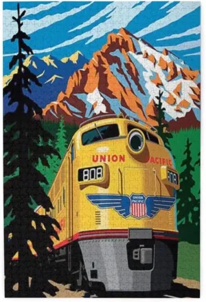 Union Pacific Railway Logo Train Railroad Rustic Great Jigsaw Puzzles for Adults 300 Piece Puzzles for Adults Toys Gift Family Decoration Kids Puzzles