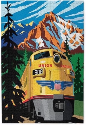 Union Pacific Railway Logo Train Railroad Rustic Great Jigsaw Puzzles for Adults 300 Piece Puzzles for Adults Toys Gift Family Decoration Kids Puzzles