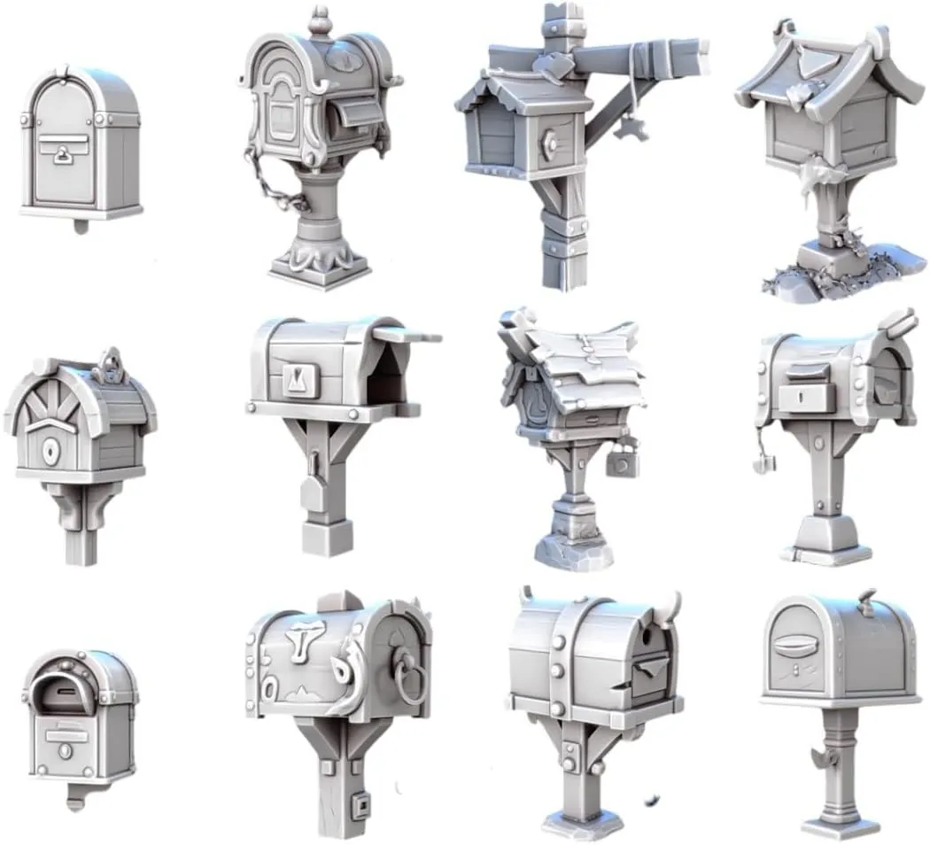 Unpainted DND Mailbox Miniature Scenery, Tabletop Gaming Collectible, Fantasy World, Ideal Gift for Dungeon Masters and Collectors