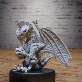 Unpainted DND Silver Dragon Wyrmling Miniature Figurine, Tabletop Gaming Collectible, Fantasy World, Ideal Gift for Dungeon Masters and Collectors Alike - Designed by Epic Miniatures