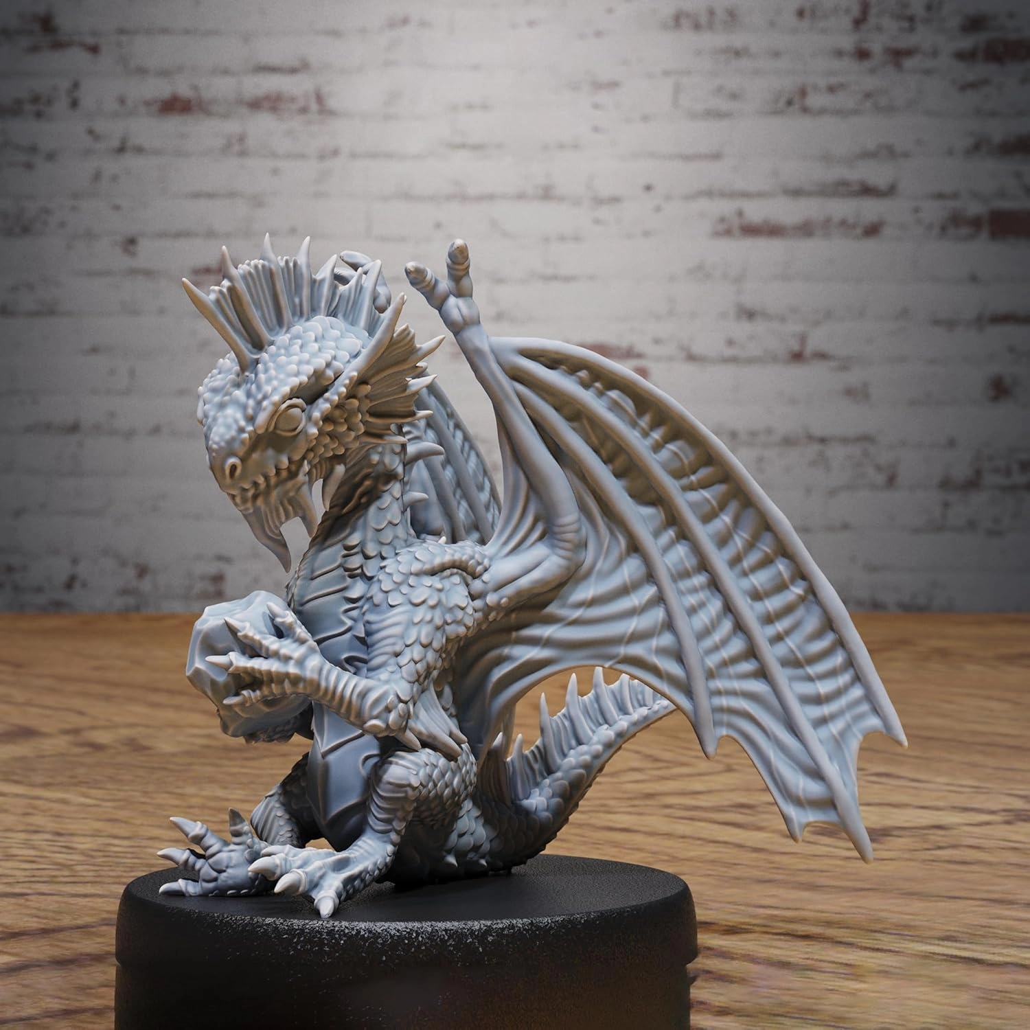 Unpainted DND Silver Dragon Wyrmling Miniature Figurine, Tabletop Gaming Collectible, Fantasy World, Ideal Gift for Dungeon Masters and Collectors Alike - Designed by Epic Miniatures