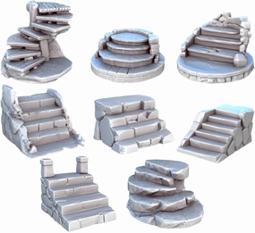 Unpainted DND Stairs Miniature Scenery, Tabletop Gaming Collectible, Fantasy World, Ideal Gift for Dungeon Masters and Collectors