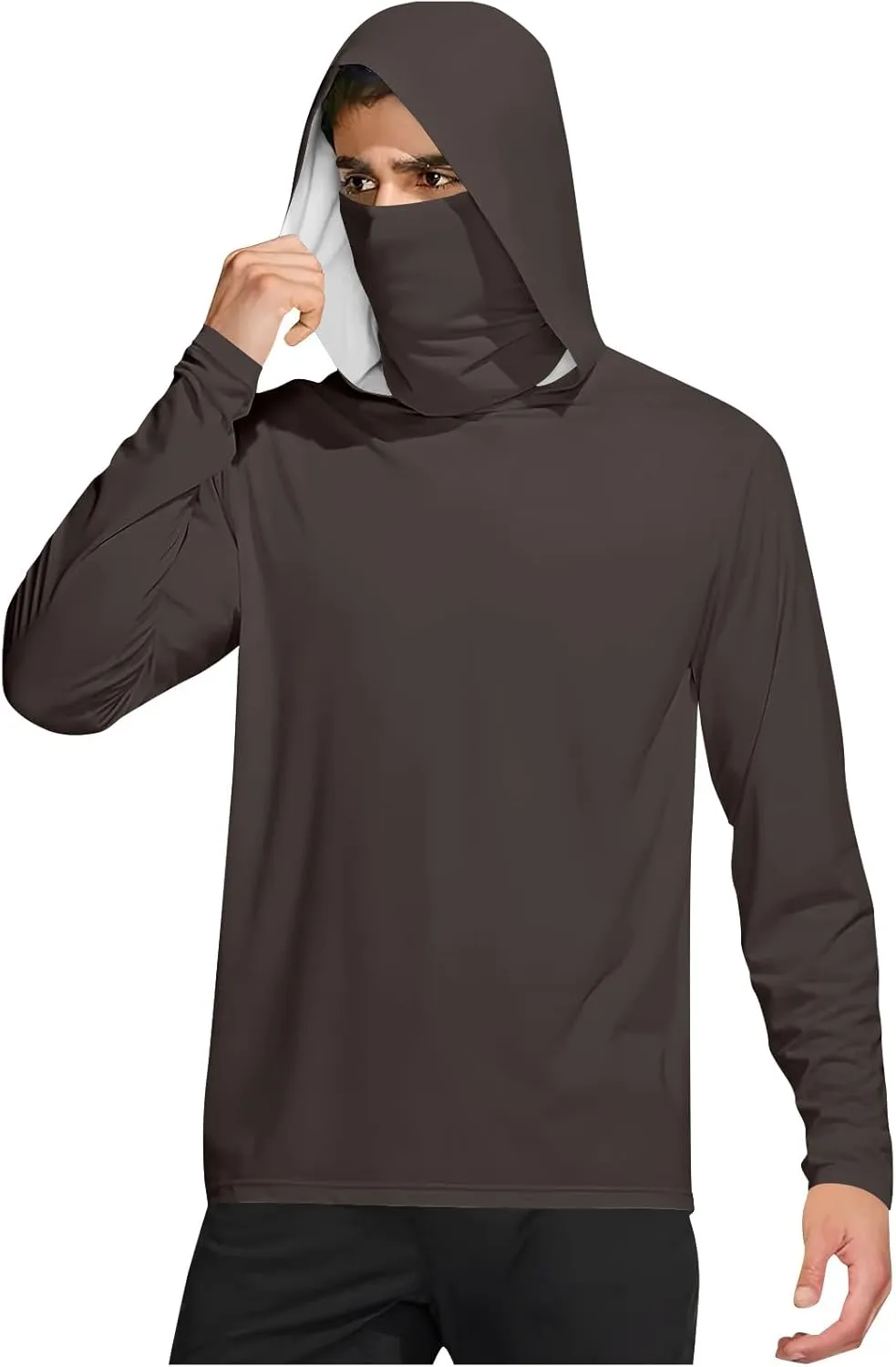 UPF 50  Sun Hoodie for Men with Mask Sun Protection Fishing Hoodie Lightweight Comfy Long Sleeve UV Rash Guard