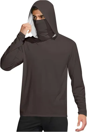 UPF 50  Sun Hoodie for Men with Mask Sun Protection Fishing Hoodie Lightweight Comfy Long Sleeve UV Rash Guard