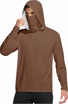 UPF 50  Sun Hoodie for Men with Mask Sun Protection Fishing Hoodie Lightweight Comfy Long Sleeve UV Rash Guard