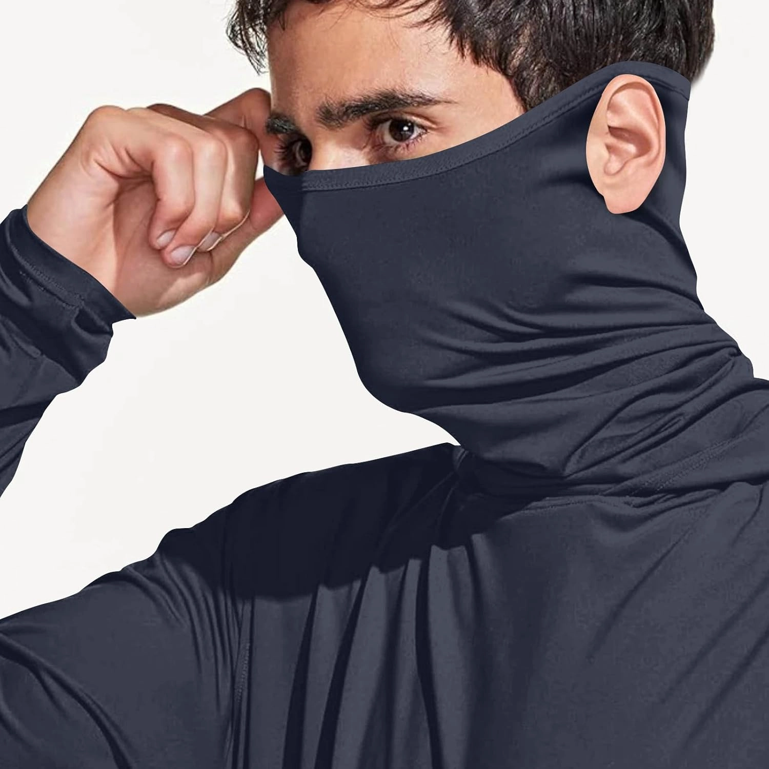 UPF 50  Sun Hoodie for Men with Mask Sun Protection Fishing Hoodie Lightweight Comfy Long Sleeve UV Rash Guard