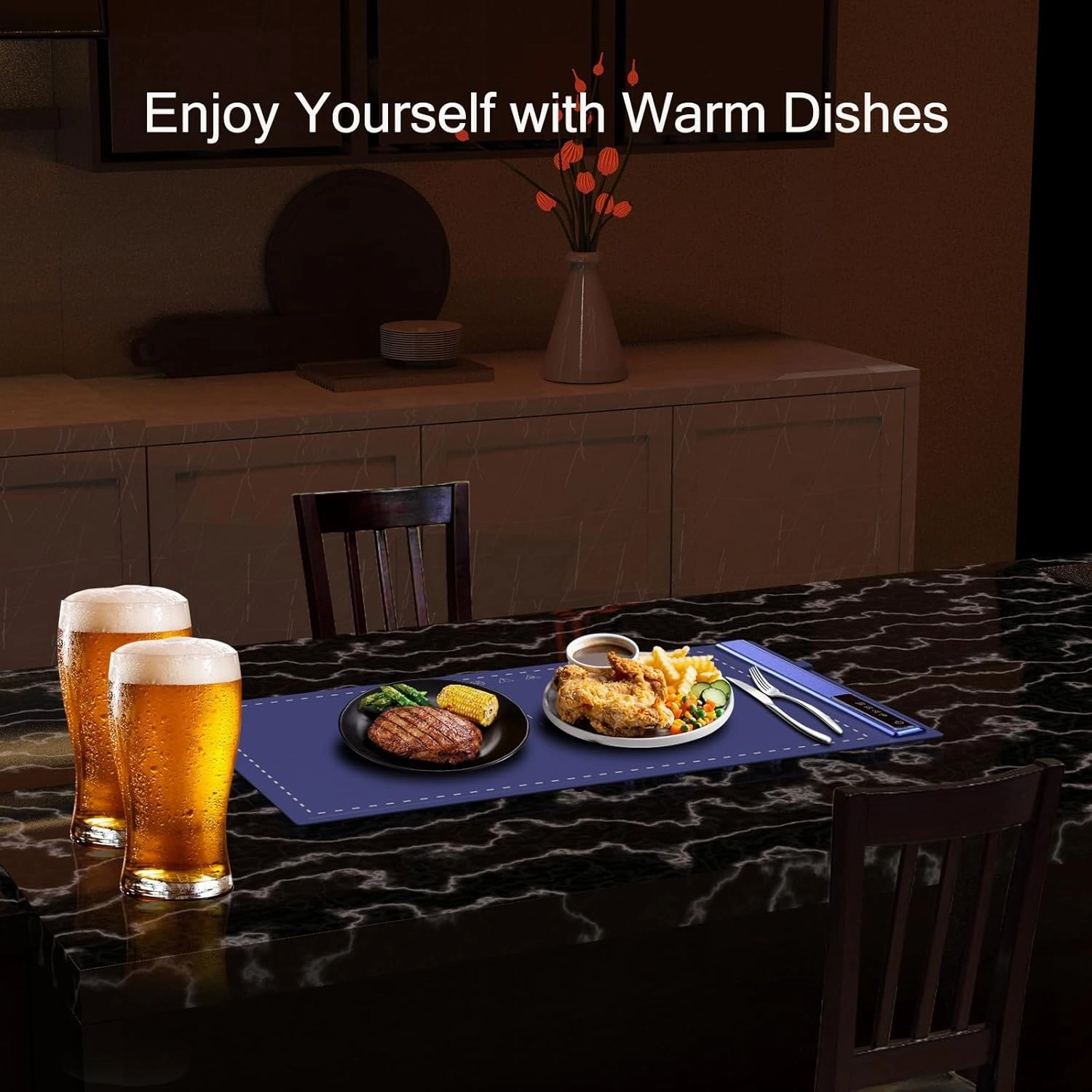 Upgrade Electric Warming Tray with Adjustable Temperature-Portable Warming Mat for Food,Roll Up Silicone Food Warmer for Parties with 3 Temperature Settings,Versatile Food Warmers for Parties Buffet
