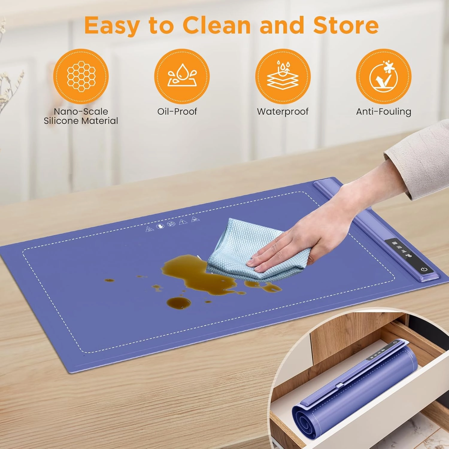 Upgrade Electric Warming Tray with Adjustable Temperature-Portable Warming Mat for Food,Roll Up Silicone Food Warmer for Parties with 3 Temperature Settings,Versatile Food Warmers for Parties Buffet