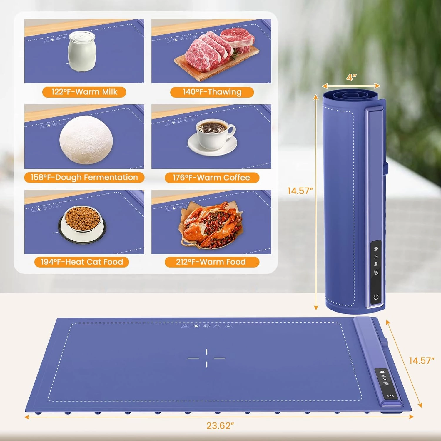 Upgrade Electric Warming Tray with Adjustable Temperature-Portable Warming Mat for Food,Roll Up Silicone Food Warmer for Parties with 3 Temperature Settings,Versatile Food Warmers for Parties Buffet