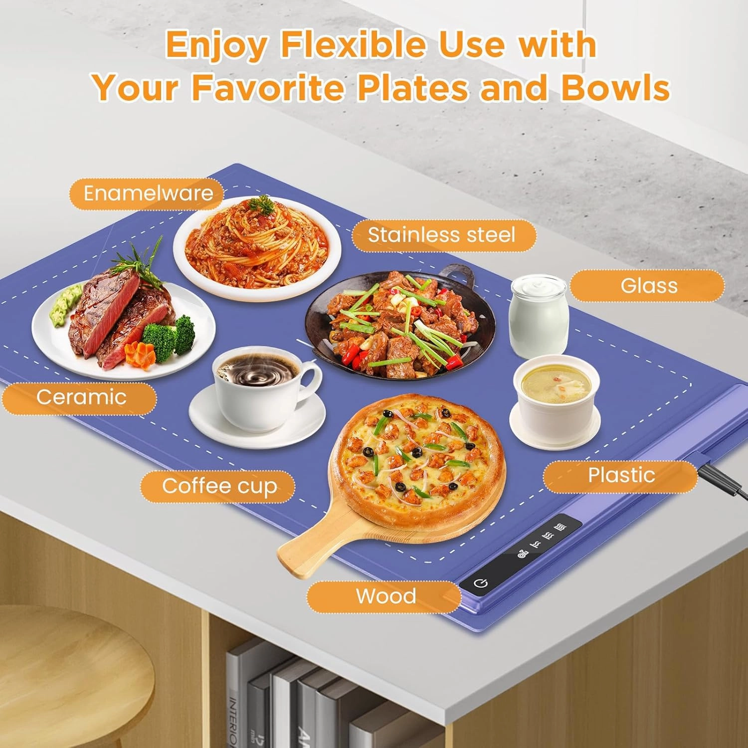 Upgrade Electric Warming Tray with Adjustable Temperature-Portable Warming Mat for Food,Roll Up Silicone Food Warmer for Parties with 3 Temperature Settings,Versatile Food Warmers for Parties Buffet
