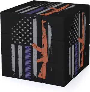 U.S. Gun Flag Funny 3x3x3 Cube Smooth Lightweight Puzzle for Adult Graphic Printing Travel