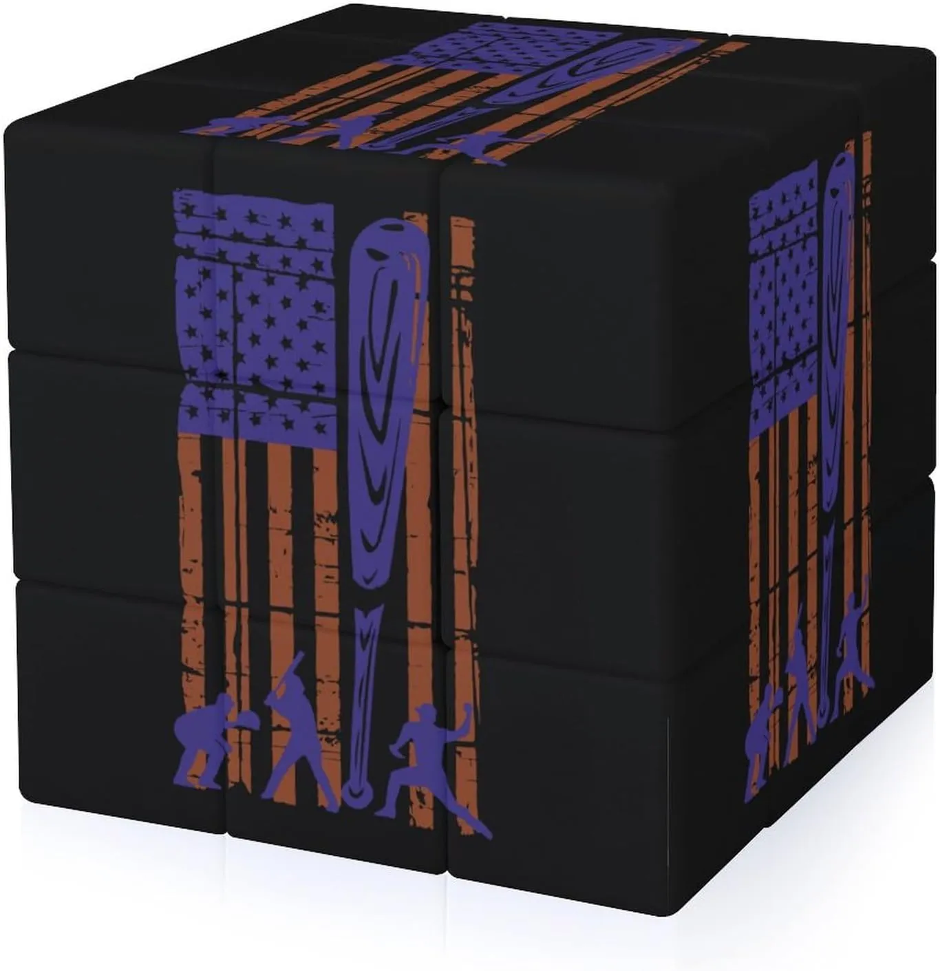U.S. Softball Flag Funny 3x3x3 Cube Smooth Lightweight Puzzle for Adult Graphic Printing Travel