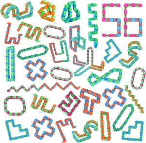 Vanblue 56Pack Fidgets Wacky Tracks Fidget Toy Bulk for Kids Snap and Click Finger Sensory Snake Toys Gifts for Adult Autism Stress Relief Classroom Birthday Goodie Bag Fillers Stuffers Travel
