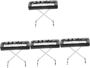 VANZACK 4pcs Mini Piano Dollhouse Miniature Electronic Organ Musical Instrument Model Home Decor