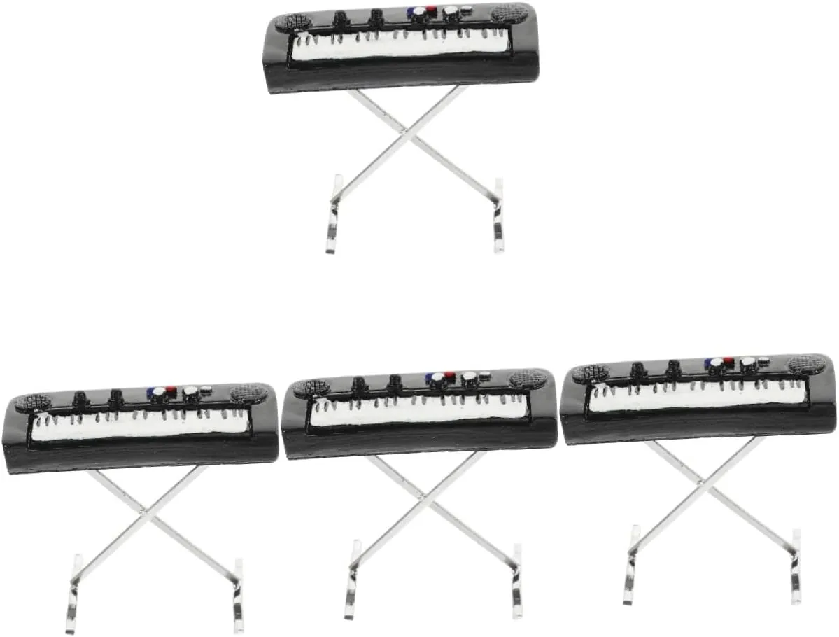 VANZACK 4pcs Mini Piano Dollhouse Miniature Electronic Organ Musical Instrument Model Home Decor