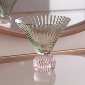 Venice Martini Glass in Green & Pink