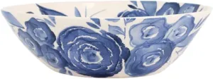 Vietri Camellia Shallow Serving Bowl Ceramic Italian Elegant Food Server Dinnerware Dish - 11.25 x 3.5 Inch Blue