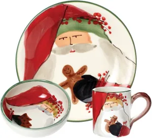 Vietri Old St. Nick Multi-Color Bambini Set, Festive Dinnerware Christmas Serving Dishes for Entertaining