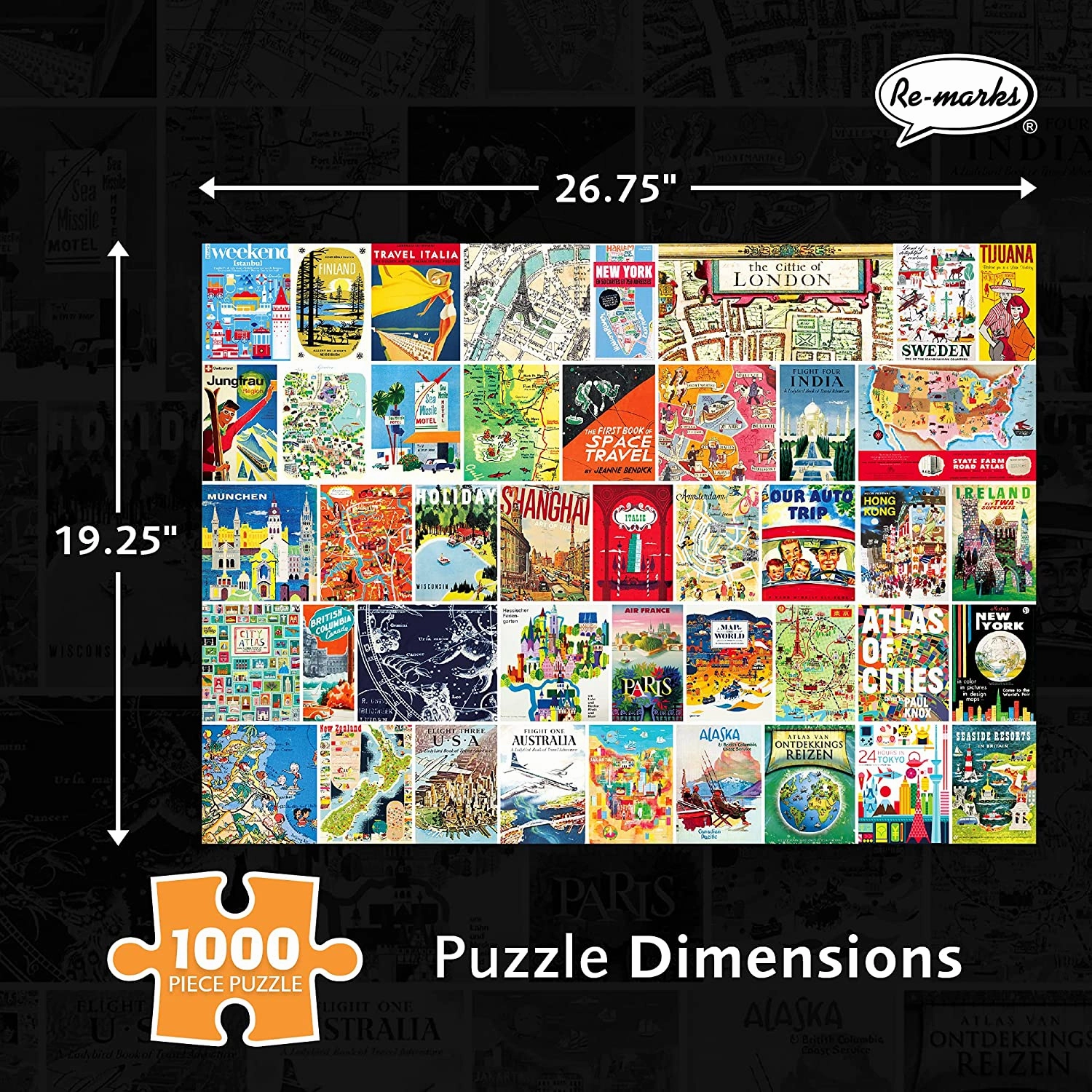 Vintage Atlas Collage 1000-Piece Jigsaw Puzzle