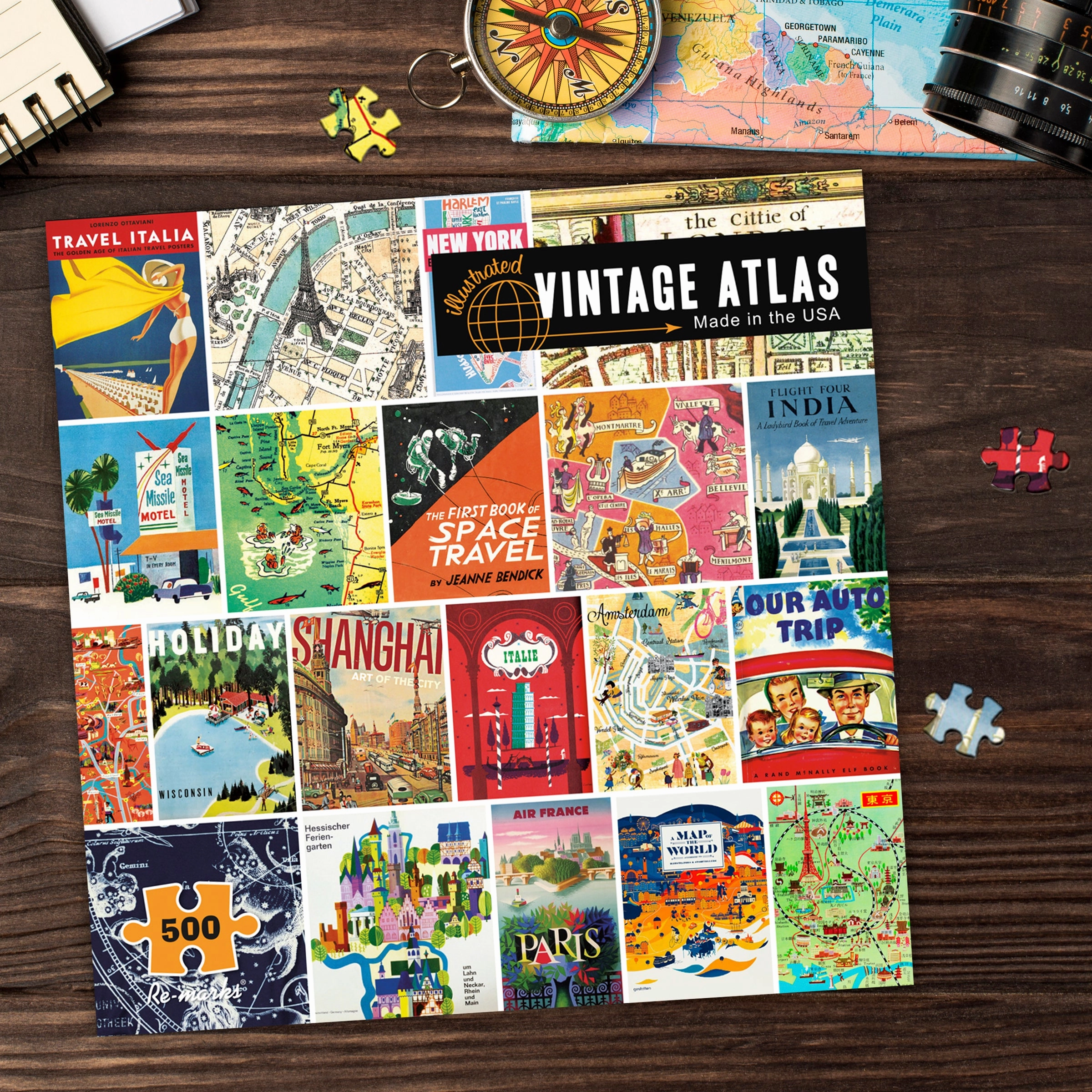 Vintage Atlas Collage 1000-Piece Jigsaw Puzzle