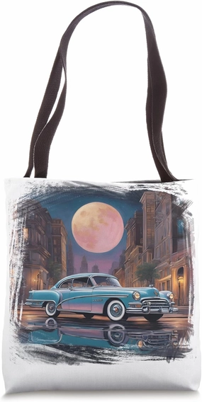 Vintage Car Dreams Classic Car Tee Retro Car Enthusiast Tote Bag
