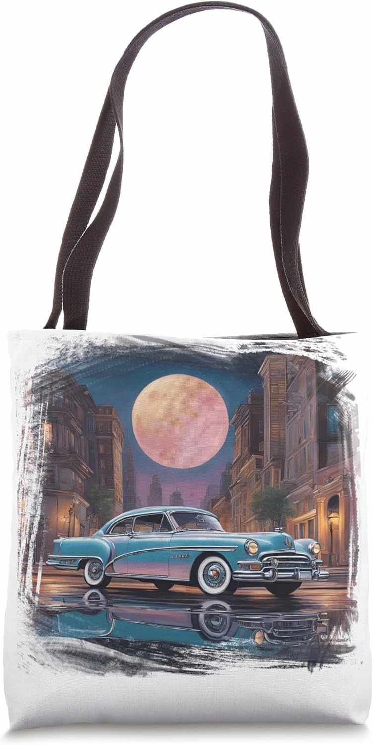 Vintage Car Dreams Classic Car Tee Retro Car Enthusiast Tote Bag