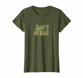 Vintage Fish Oregon State Map OR Fly Fishing T-Shirt
