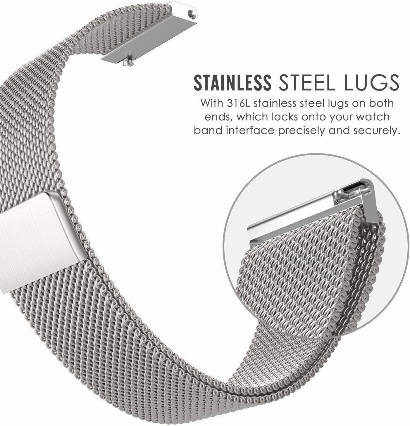Watch Strap, 18mm 20mm 22mm Universal Loop Strap watchbands Metal Stainless Steel Band Men amp Bracelet