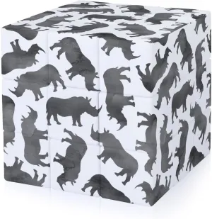 Watercolor Rhinos Funny 3x3x3 Cube Smooth Lightweight Puzzle for Adult Graphic Printing Travel