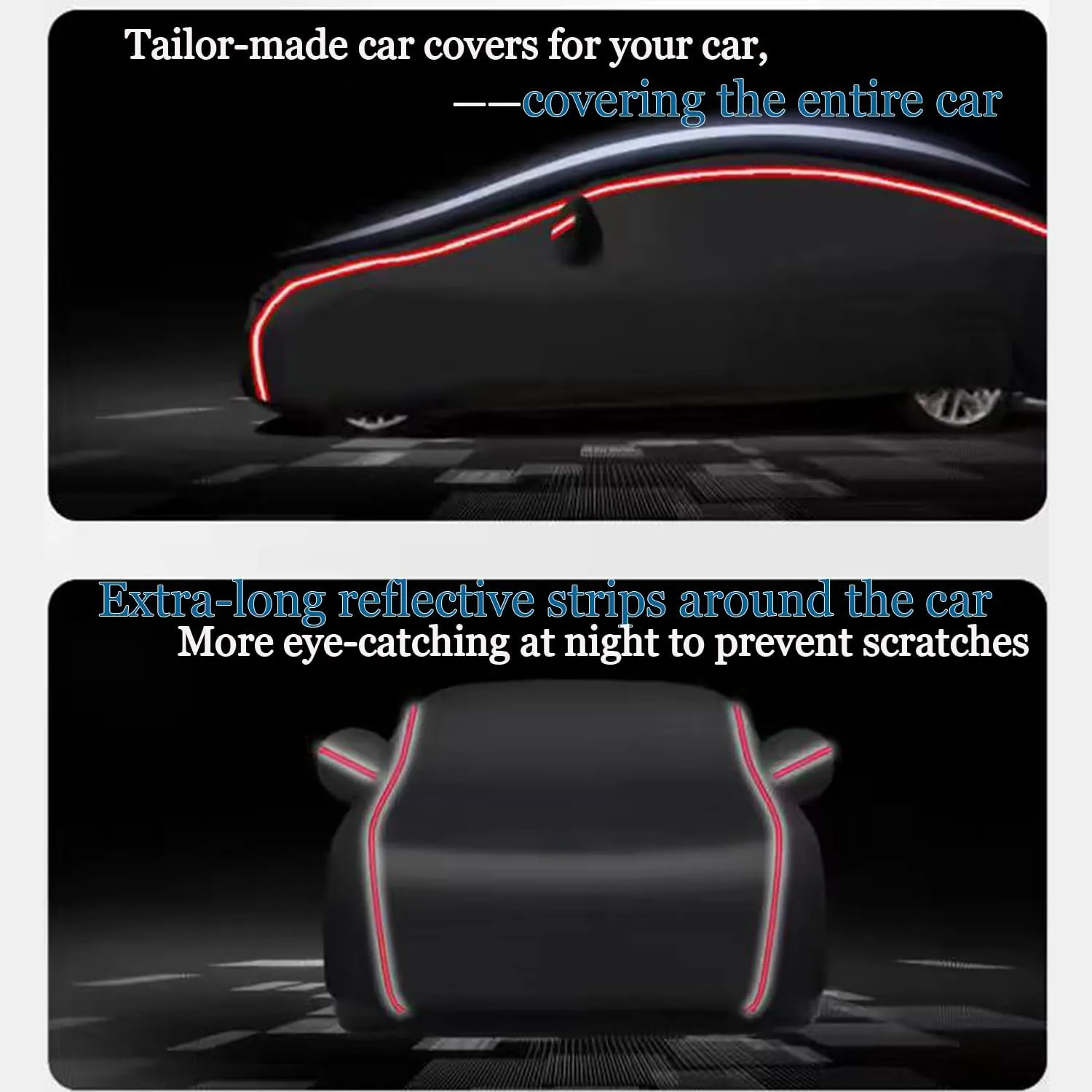 Waterproof Outdoor Car Cover Compatible with Corvette C8 2020-2024 All Weather 210T Polyester with Zipper and Storage Bag Snow Rain Dustproof Sun UV Protection