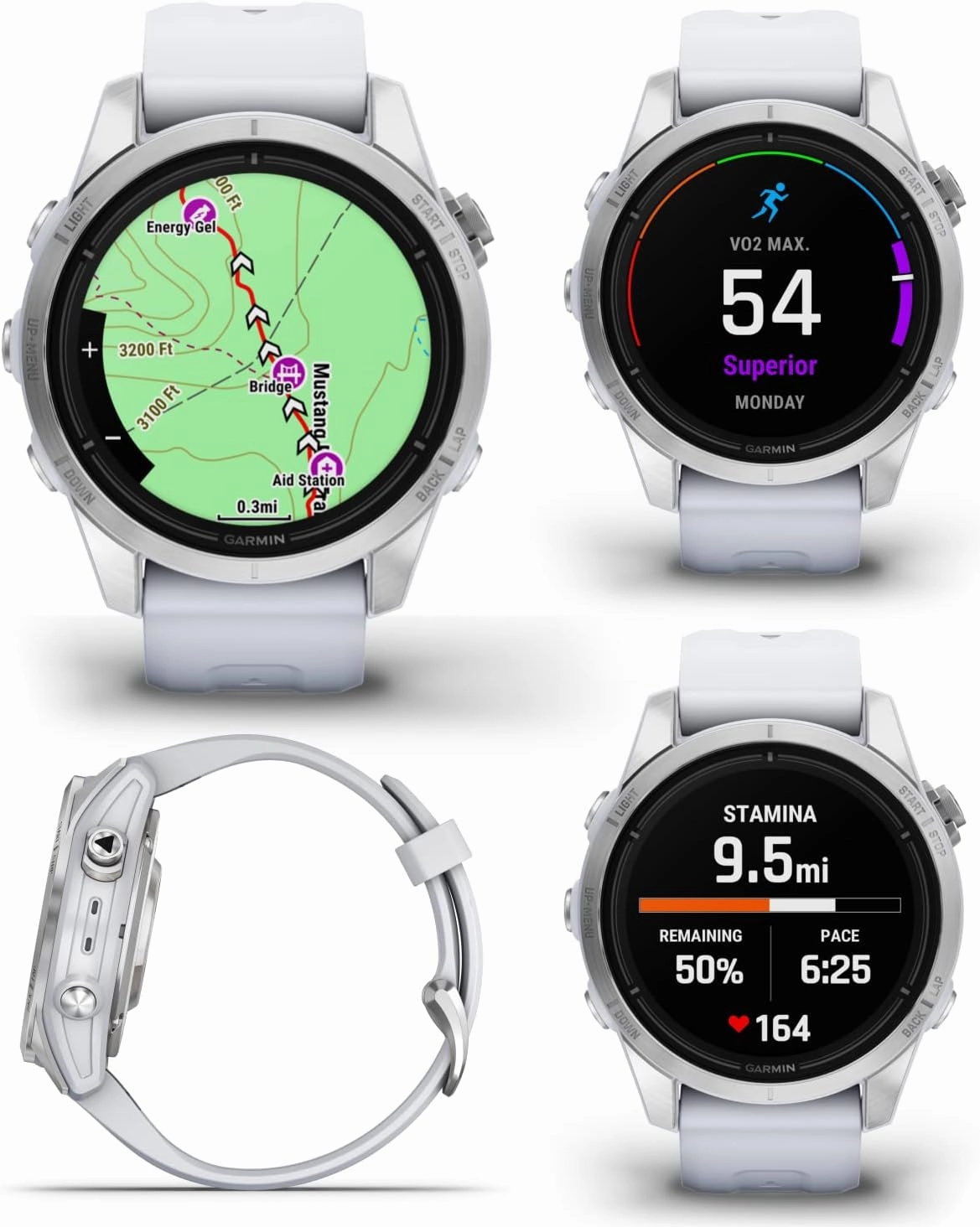 Wearable4U - Garmin epix Pro (Gen 2), 42mm, High Performance Smartwatch, Advanced Training Technology, Built-in Flashlight, Whitestone with White Earbuds Bundle