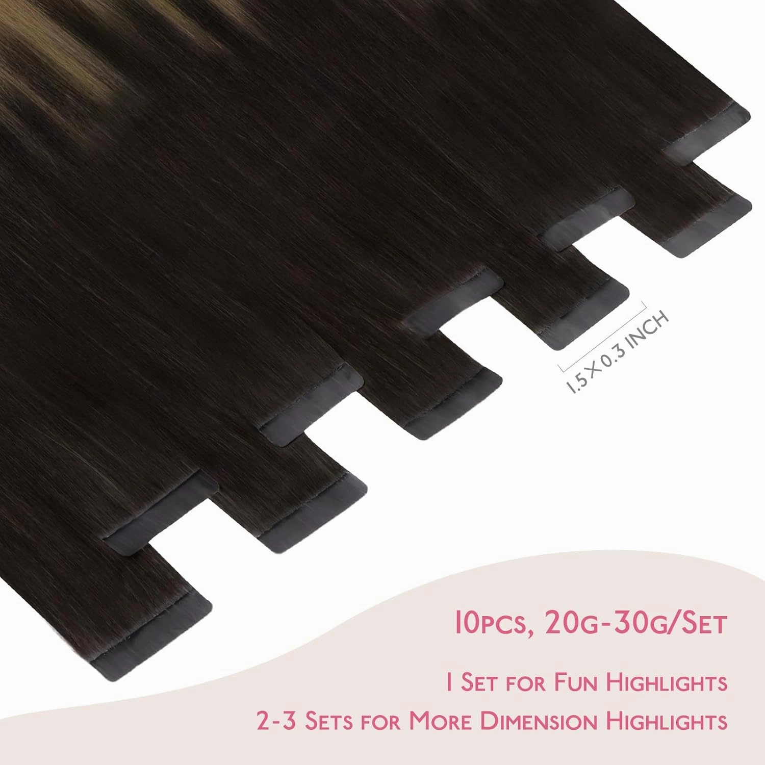 WENNALIFE Tape in Hair Extensions Human Hair Dark Brown to Chestnut Brown and Dirty Blonde Highlighted Tape in Extensions, 10pcs 20g 10 inch Remy Invisible Tape Ins Straight Colored Soft Refill Set