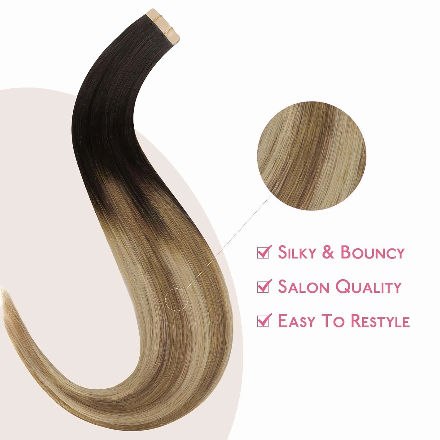 WENNALIFE Tape in Hair Extensions Human Hair Dark Brown to Chestnut Brown and Dirty Blonde Highlighted Tape in Extensions, 10pcs 20g 10 inch Remy Invisible Tape Ins Straight Colored Soft Refill Set
