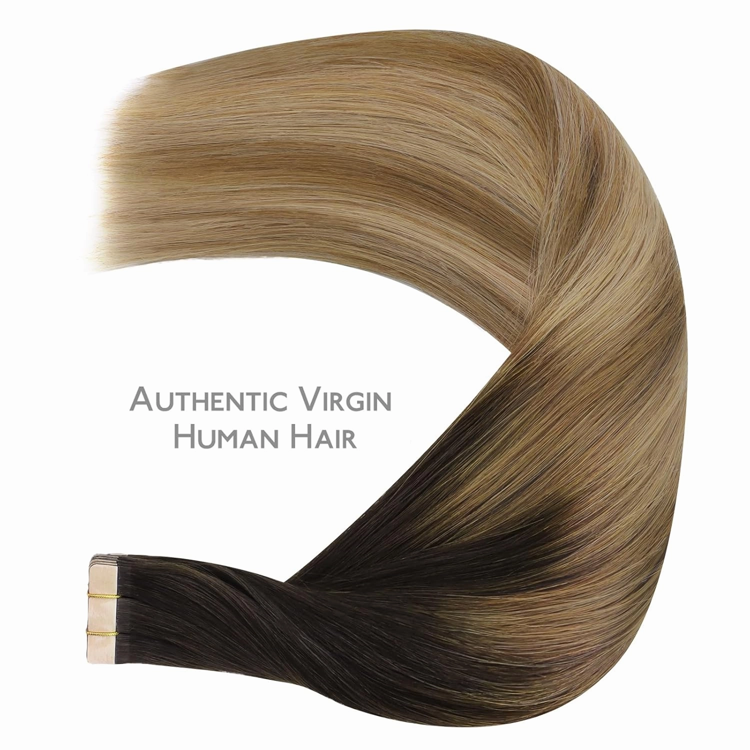 WENNALIFE Tape in Hair Extensions Human Hair Dark Brown to Chestnut Brown and Dirty Blonde Highlighted Tape in Extensions, 10pcs 20g 10 inch Remy Invisible Tape Ins Straight Colored Soft Refill Set
