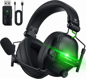 WG2 Wireless Gaming Headset with Microphone for PS5, PS4, PC, Switch, Mac, 7.1 Crystal-Stereo Bluetooth Headphones, Headset Wireless 2.4GHz with Lossless Audio, 50 Hr Battery, Cool LED