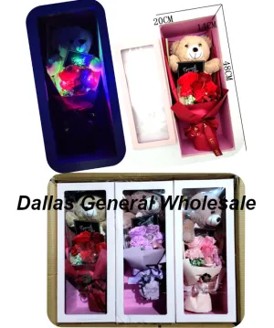 Wholesale Lite Up Bear & Rose Bouquets Gift Set - Assorted