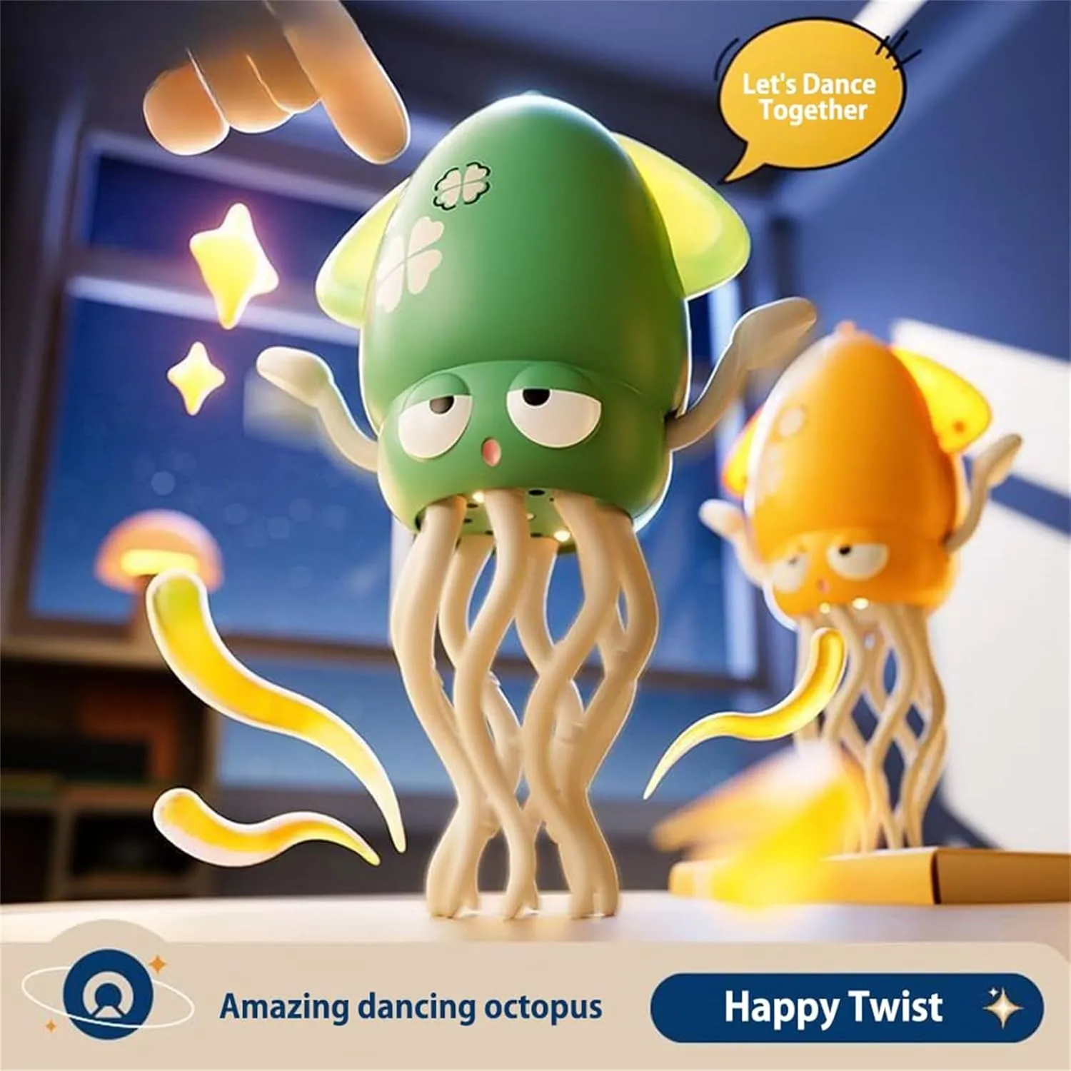 Wiggly Wonder Octopus, Magic Dancing Octopuses, Automatic Obstacle Avoidance Sensor Eight-Legged Crawling Toy, Suitable for Indoor Play (Green)