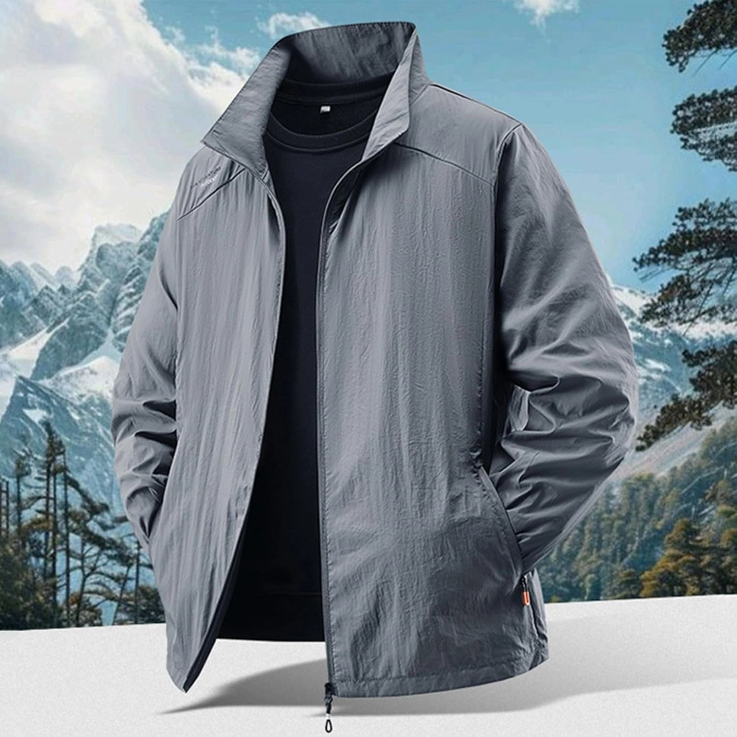 Windbreaker Jackets for Men UPF 50  Light Jacket Full Zip Sun Protection Long Sleeve Sun Shirts UV Fishing Athletic Running