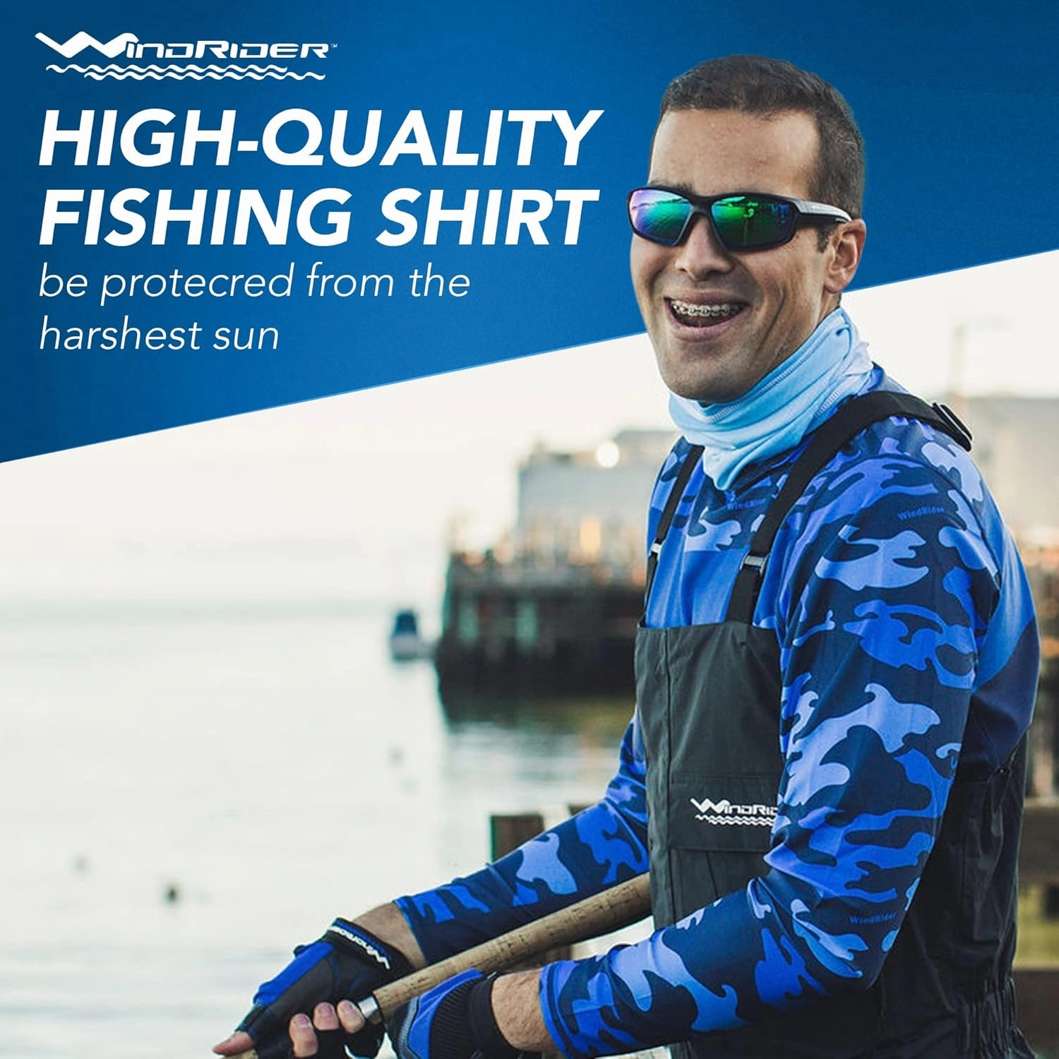 WindRider Fishing Shirts for Men – UPF 50  Long Sleeve UV Protection Lightweight, Breathable Rash Guard for Outdoor Use