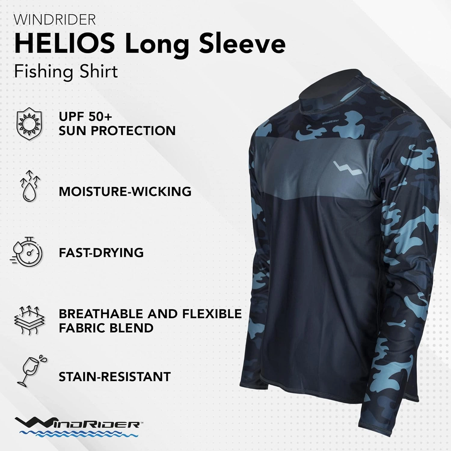 WindRider Fishing Shirts for Men – UPF 50  Long Sleeve UV Protection Lightweight, Breathable Rash Guard for Outdoor Use