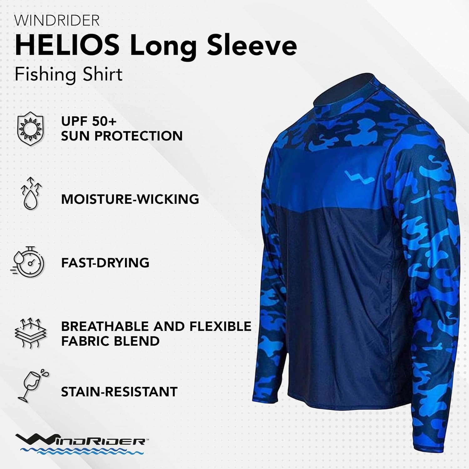 WindRider Fishing Shirts for Men – UPF 50  Long Sleeve UV Protection Lightweight, Breathable Rash Guard for Outdoor Use