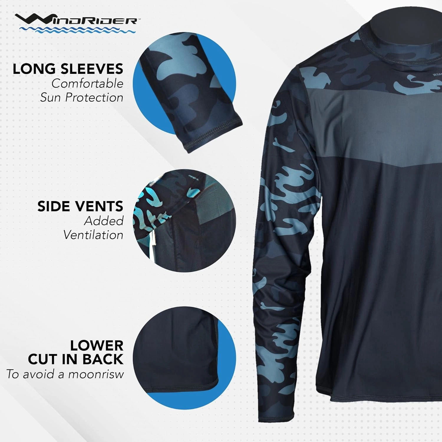 WindRider Fishing Shirts for Men – UPF 50  Long Sleeve UV Protection Lightweight, Breathable Rash Guard for Outdoor Use